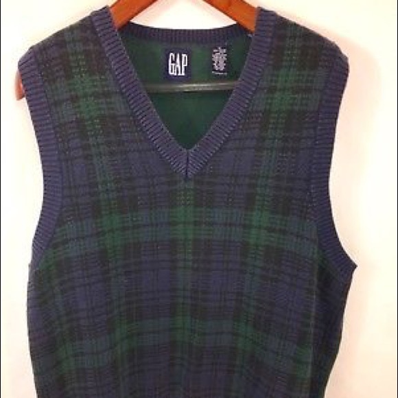 green plaid sweater vest